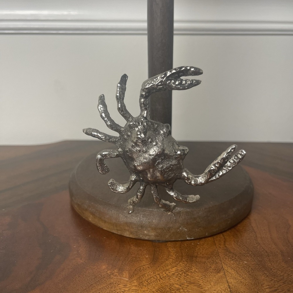 MD Crab Paper Towel Holder - Wooden With Metal Crab Ocean Beach Decorβ